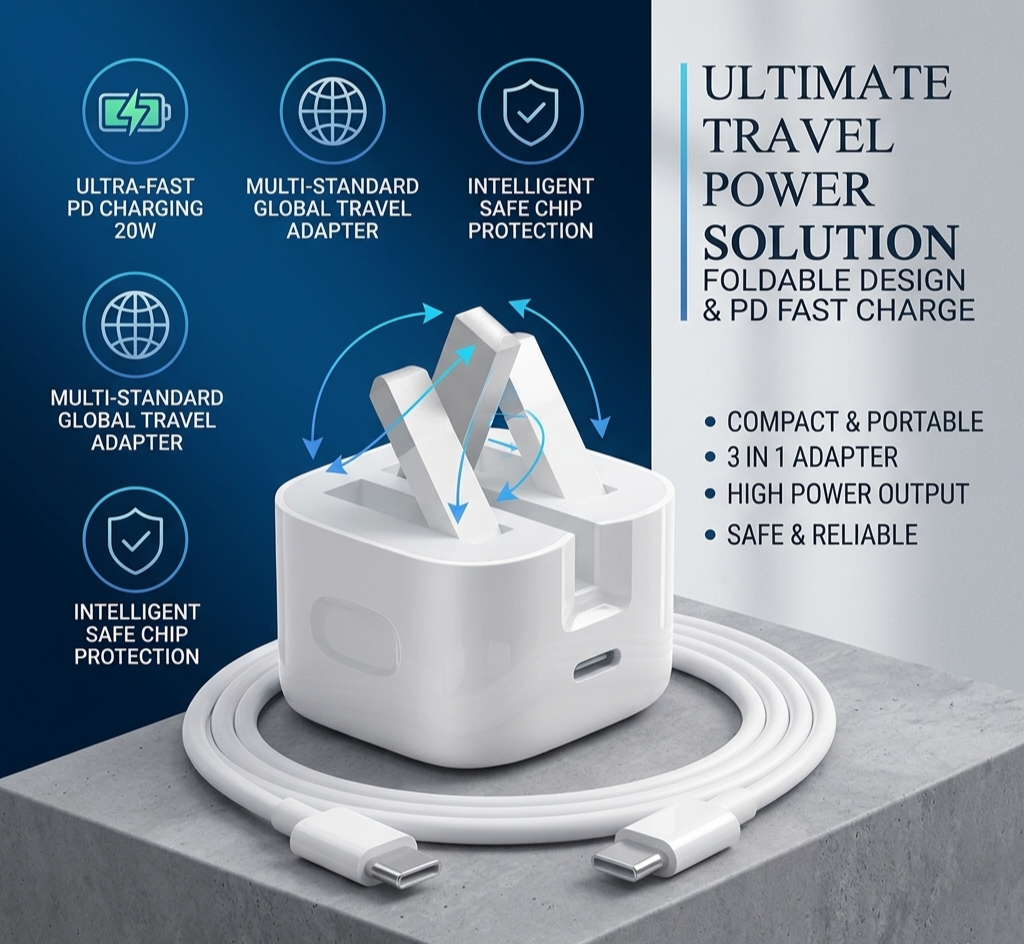 20W USB-C Fast Wall Charger – QC3.0 & PD Quick Charge for Samsung, I Phone