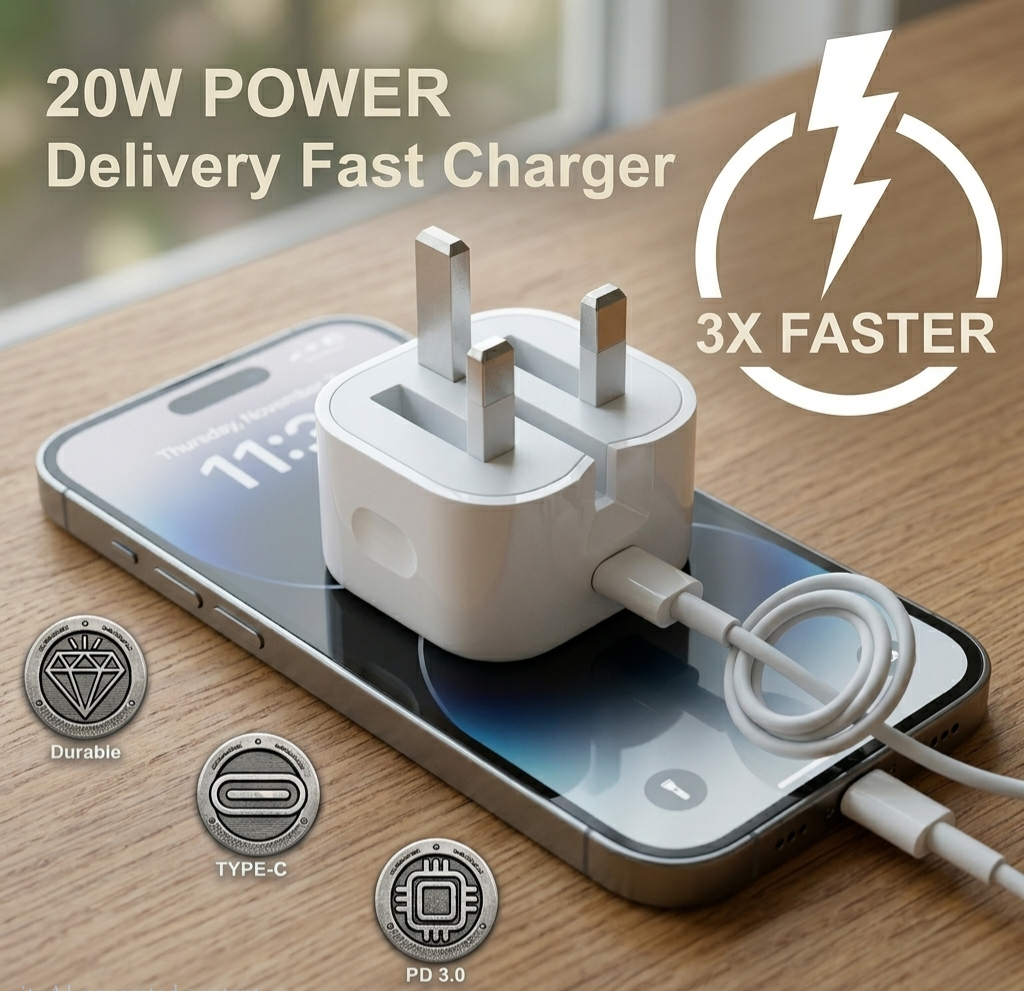 20W USB-C Fast Wall Charger – QC3.0 & PD Quick Charge for Samsung, I Phone