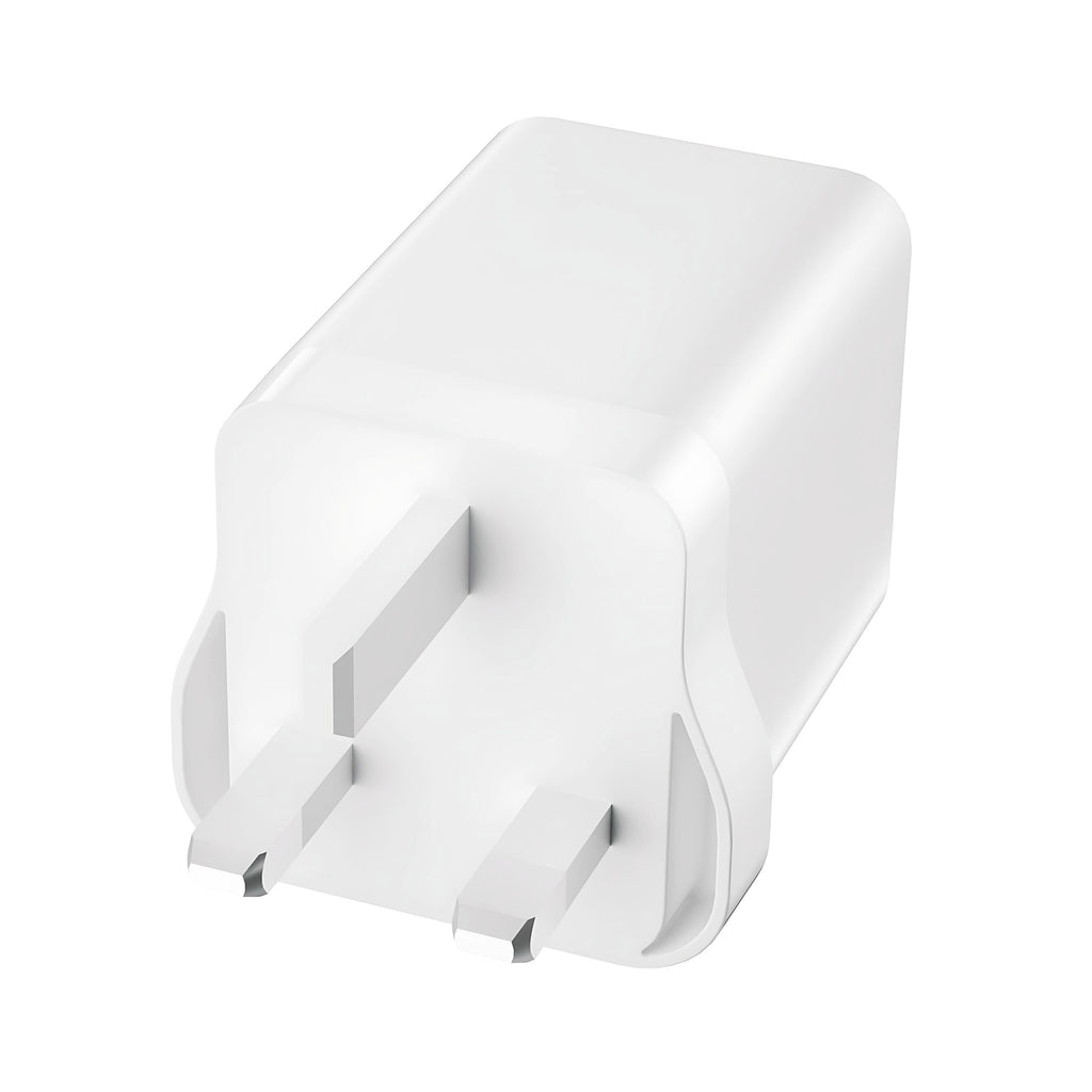 65W GaN Fast Charger | Retractable USB-C Cable | Dual Port UK Plug | White