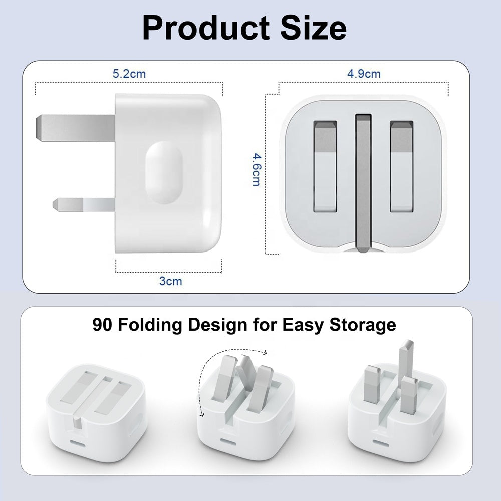 20W USB-C Fast Wall Charger – QC3.0 & PD Quick Charge for Samsung, I Phone