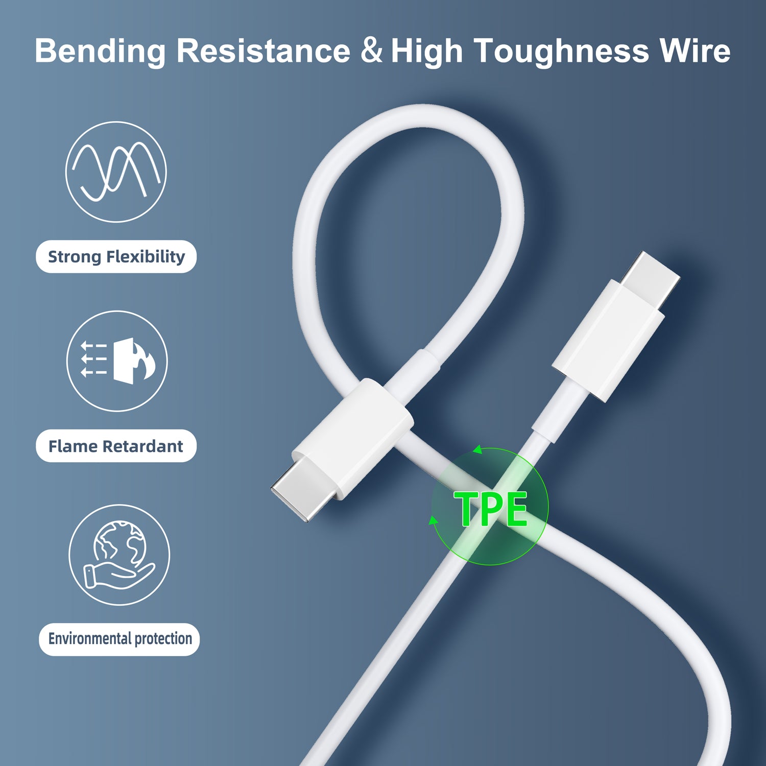 C GREEN 65W PD Type-C to Type-C Fast Charging Cable (2M)