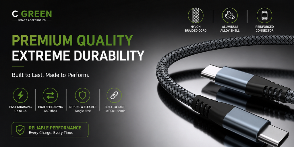 2M USB-C to USB-C Fast Charging & Data Transfer Cable – Durable Braided Design