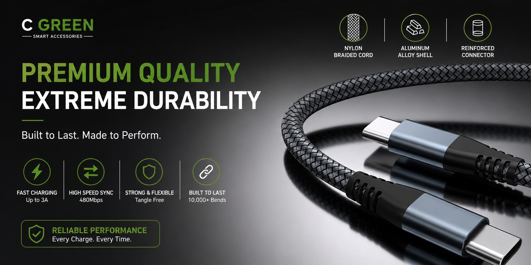 2M USB-C to USB-C Fast Charging & Data Transfer Cable – Durable Braided Design