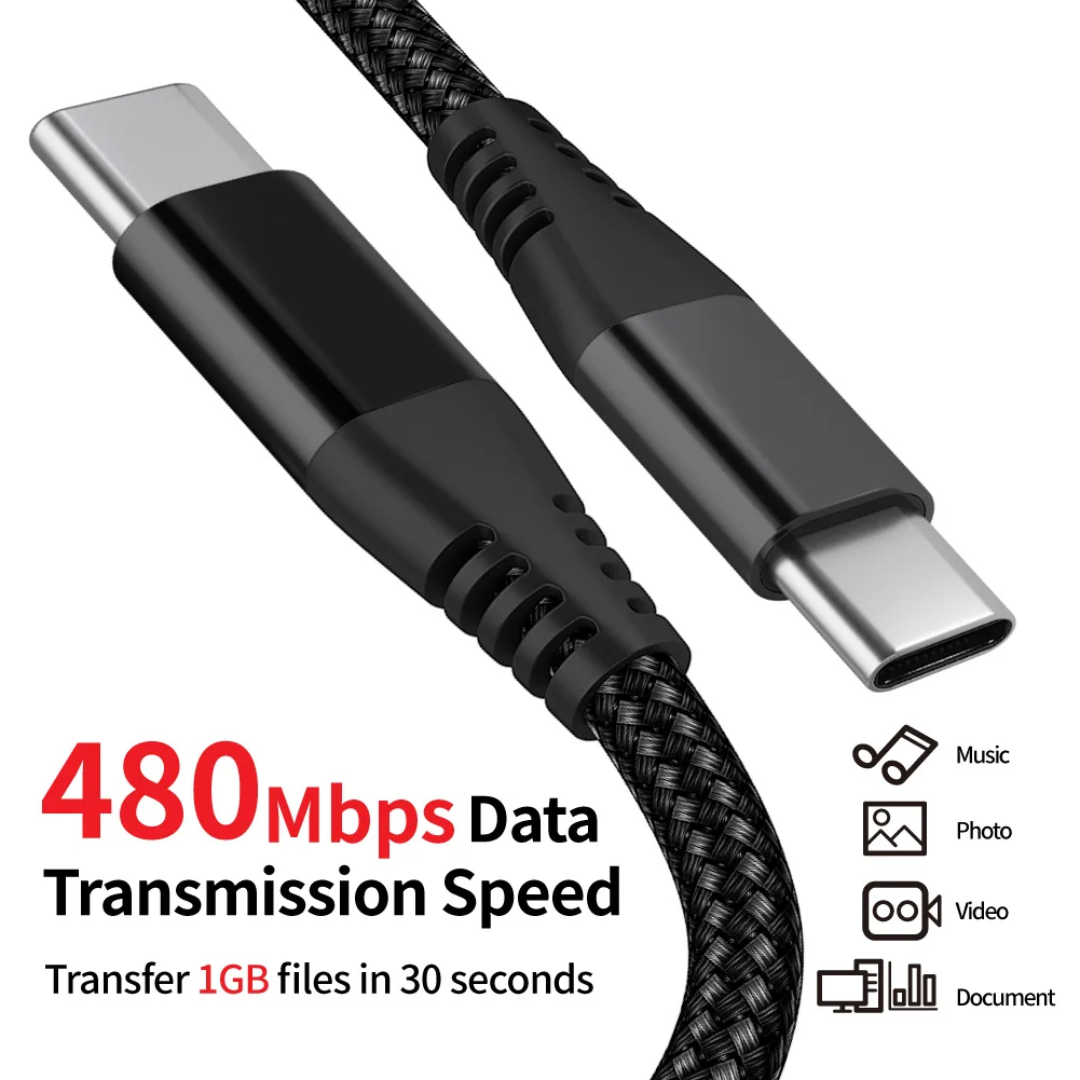 2M USB-C to USB-C Fast Charging & Data Transfer Cable – Durable Braided Design